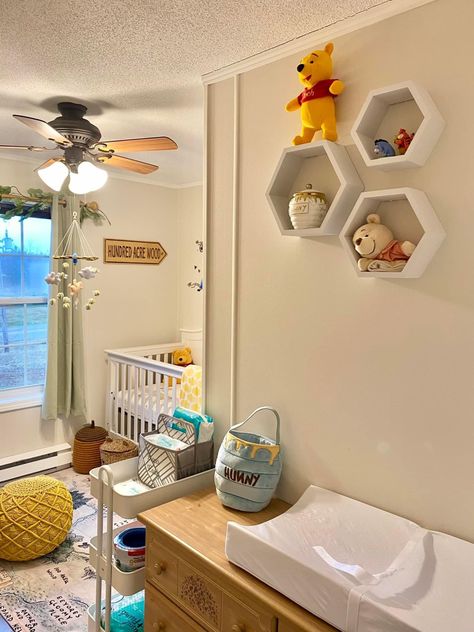 Nursery Room Inspiration Winnie The Pooh, Boy Winnie The Pooh Nursery, Cute Baby Boy Nursery Ideas, Weenie The Pooh Nursery, Nursery Ideas Winnie The Pooh Gender Neutral, Whinny The Pooh Nursery Ideas, Nursery Inspo Winnie The Pooh, Winnie The Pooh Room Ideas, Sage Green Winnie The Pooh Nursery