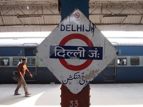 Delhi | old station sign Delhi Station, Devanagari Typography, Golden Triangle India, Old Delhi, Adventure Trips, Delhi Travel, Airport Taxi, Travel Luxury, Budget Holidays