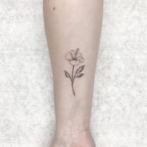 Hibiscus With Stem Tattoo, Single Hibiscus Tattoo, Minimalist Hibiscus Tattoo, Dainty Hibiscus Tattoo, Hibiscus Bouquet Tattoo, Hibiscus Syriacus Tattoo, Hibiscus Fine Line Tattoo, Fine Line Hibiscus Tattoo, Small Hibiscus Flower Tattoos