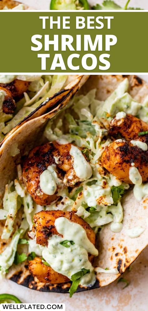 Shrimp Tacos Best Shrimp Tacos Recipe, Best Shrimp Tacos, Best Shrimp Taco Recipe, Shrimp Taco Sauce, Shrimp Tacos Recipe, Seafood Dinners, Tacos Recipes, Shrimp Taco Recipes, Cilantro Lime Shrimp