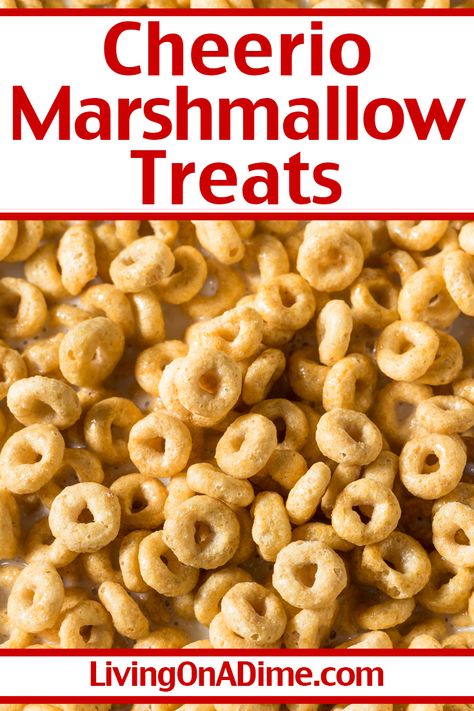 Cheerios And Marshmallows, Recipes For Cheerios, Cheerio Crispy Treats, Cheerio Marshmallow Treats, Honey Nut Cheerios Recipes, Cherios Recipes, Recipe Using Cheerios, Cheapest Recipes, Cheerios Bars