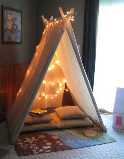 Reading Tent, Reading Nook Kids, Diy Tent, Teepee Tent, Cozy Reading Nook, Camping Ideas, Cool Ideas, Cozy Reading, Kids Playroom