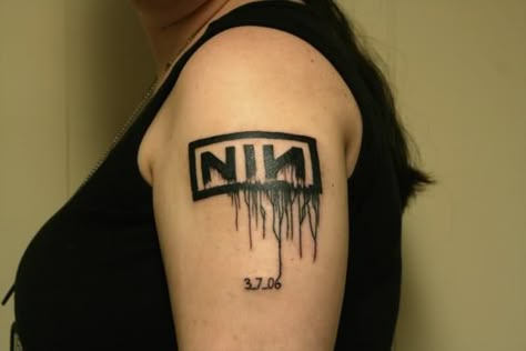 Nin Tattoo, Nine Inch Nails Tattoo, Nine Inch Nails Lyrics, Tattoo Character, Nails Tattoo, Lyric Tattoos, Sacred Geometry Tattoo, Trent Reznor, Metal Tattoo