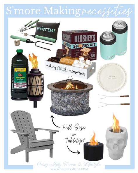 Smart essentials, patio essentials, Amazon favorites, outdoor finds, s’more kit, backyard campfire, s’mores stick, tiki torches, fire pit, tabletop fire, skull, s’mores platter, yeti koozie, yeti can cooler Individual Smores, Yeti Koozie, Patio Essentials, Lights Porch, Bonfire Pit, Backyard Campfire, Bed Swings, Kid Friendly Backyard, Bonfire Pits