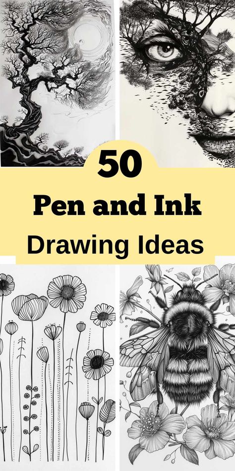 Unlock your inner artist with our inspiring collection of over 50 Pen and Ink Drawing Ideas! 🎨 Plus, get started with ease using our Free Printable Flower Templates. Perfect for beginners and seasoned sketchers, these templates will guide you in creating stunning floral artwork. Elevate your drawing skills and add intricate details to your journal, scrapbook, or wall art. #PenAndInkDrawing #FlowerTemplates #FreePrintables #DrawingIdeas #ArtJournaling #Sketching #DIYCrafts Something Beautiful To Draw, Lined Art Drawings, Royalty Free Drawings, Drawing Of Flowers Aesthetic, Cool Sketching Ideas For Beginners, Charcoal Floral Drawing, Gel Ink Pen Drawings, Pen Ink Drawing Simple, Pen And Ink Flowers Drawings