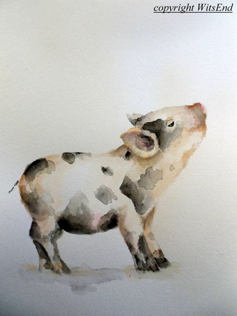 'THE FARM NURSERY - Little Piglet" (3rd of series).Baby Pig painting original watercolor nursery Farm by 4WitsEnd, via Etsy.  Prints now available in my Etsy Shop! Farm Animal Nursery Decor, Pig Painting, Farm Animal Nursery, Baby Farm Animals, Watercolor Nursery, Pig Art, Baby Pigs, Farm Art, Art Et Illustration