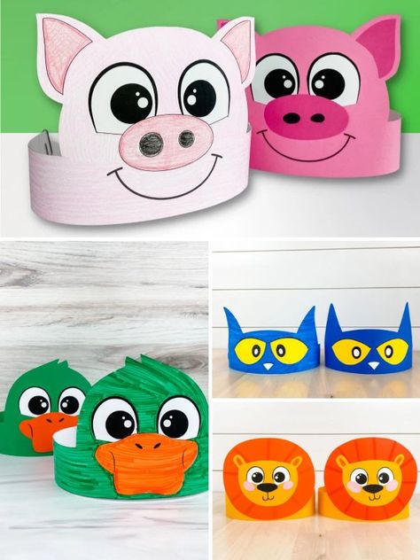 If your kids enjoy making headbands, they'll have a blast making any of these fun headband crafts for kids! They all come with a free printable template too! Make them with preschool, pre k, and kindergarten children. Clothespin Puppets Free Printable, Farm Animal Headbands, Headband Crafts For Kids, Turkey Headband Craft, Paper Headband, Winter Animal Crafts, Making Headbands, Zoo Animal Crafts, Diy Animals