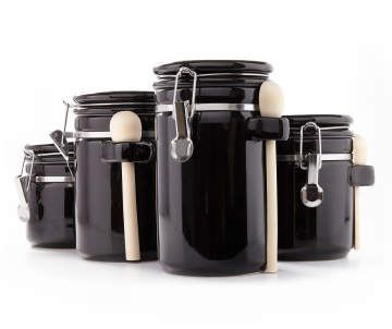 Kitchen Organization & Food Storage Containers | Big Lots Black Kitchen Canisters, Black Kitchen Accessories, Ceramic Kitchen Canister Sets, Ceramic Kitchen Canisters, Jars For Sale, Ceramic Canisters, Big Lots Store, Black Storage, Kitchen Canister Set