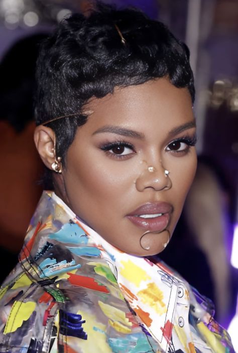 Tanaya Henry Haircut, Short Hair Red Lips, Jayda Wayda Pixie Cut, Teyana Taylor Pixie, Teyana Taylor Pixie Haircut, Teyana Taylor Short Hair, Hair Cuts For Black Women, African American Bobs Hairstyles, Healthy Relaxed Hair