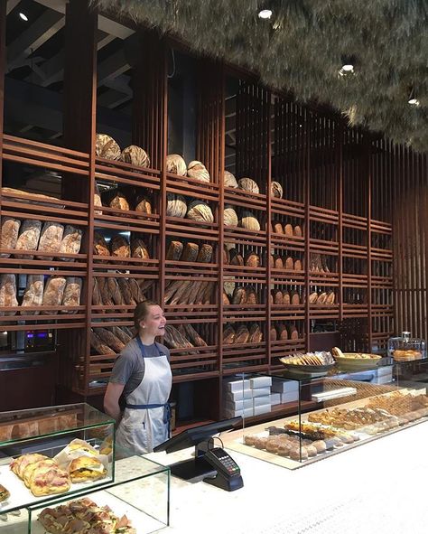 Freshly baked artisan breads, a selection of #pizza by the slice & market sandwiches, and of course, plenty of options for those of us with… Boutique Patisserie, Bread Display, Bakery Shop Design, Bakery Store, Bakery Interior, Bakery Design Interior, Bread Shop, Bakery Display, French Bakery