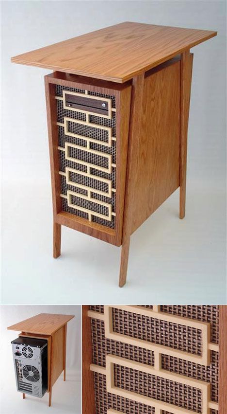 Jeffrey Stephenson's Mid-Century Madness computer design now complete! - Core77 Wood Computer Case, Pc Tower, Midcentury Furniture, Computer Cases, Computer Tower, Mcm Furniture, Midcentury Home, Tower Design, Mid Century Modern Interiors