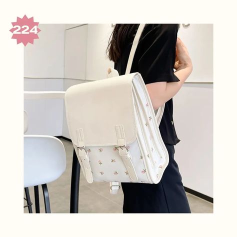 link no 224 - 🌷 #coquette #floral #backpack #bag #school #aesthetic #shopeefinds #racunshopee #fyp College Book Bag, Backpack Japanese, Cambridge Bag, Rucksack Style, Stitch Backpack, Korean Student, Luxury Branding Design, Computer Backpack, Daily Bag