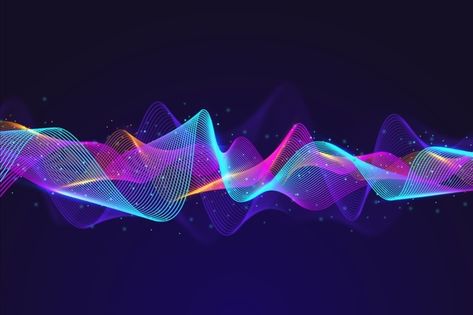 Abstract equalizer particles wave backgr... | Free Vector #Freepik #freevector #background #abstract #waves #wallpaper Festive Poster, Hologram Colors, Wave Background, Music Visualization, Data Visualization Design, Waves Background, Book Design Layout, Screen Saver, Equalizer