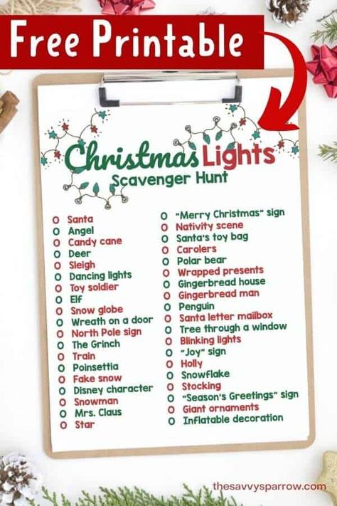 Looking for printable Christmas activities for kids? This free printable Christmas light scavenger hunt is an awesome idea to add to your list of fun family Christmas activities! Take a drive looking for Christmas lights and mark off the items on the Christmas scavenger hunt list! So fun! Christmas Lights Scavenger Hunt, Christmas Light Scavenger Hunt, Craft Ideas For Beginners, Christmas Activities For Families, Christmas Scavenger Hunt, Diy Christmas Gifts Cheap, Christmas Activity, Merry Christmas Sign, Christmas Activities For Kids