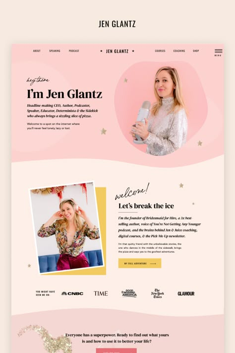 Vibrant Website Design Inspiration, Adobe Portfolio Website, Square Space Website Design Inspiration, Godaddy Website Design, Sticker Website Design, Blog Aesthetic Inspiration, Creative Portfolio Website Design, Girly Website Design, Cute Website Design