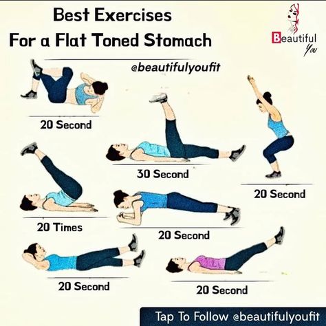 Gym Facts on Instagram: “Set of exercises for a flat toned stomach  Credit: @beautifulyoufit #gymfacts” Simple At Home Workouts, Flat Toned Stomach, Gym Facts, Exercises For A Flat Stomach, Tone Belly, Tummy Exercises, Flatter Belly, Body Weight Workouts, Toned Stomach