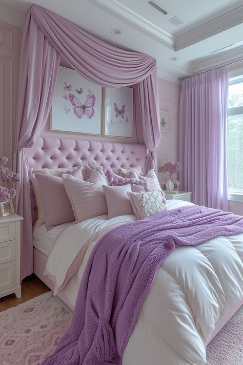 https://pin.it/6yhrQSbwo Girls Room Bed, Bed Cubby, Girly Pink Bedroom, Purple Girls Bedroom, Purple Girls Room, Dream Bedroom Inspiration, Purple Bedrooms, Big Girl Bedrooms, Purple Bedroom