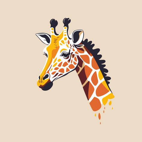 Giraffe Vector Illustration, Giraffe Logo, Giraffe Vector, Head Logo Design, Animal Vector Illustration, Giraffe Illustration, Quirky Prints, Easter Egg Art, Giraffe Head