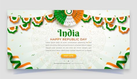 Free vector realistic republic day horiz... | Free Vector #Freepik #freevector #republic-day-banner #independence #nationality #indian-constitution Republic Day Banner, Independence Day Banner, Indian Constitution, Republic Day, Banner Template, Independence Day, Vector Free