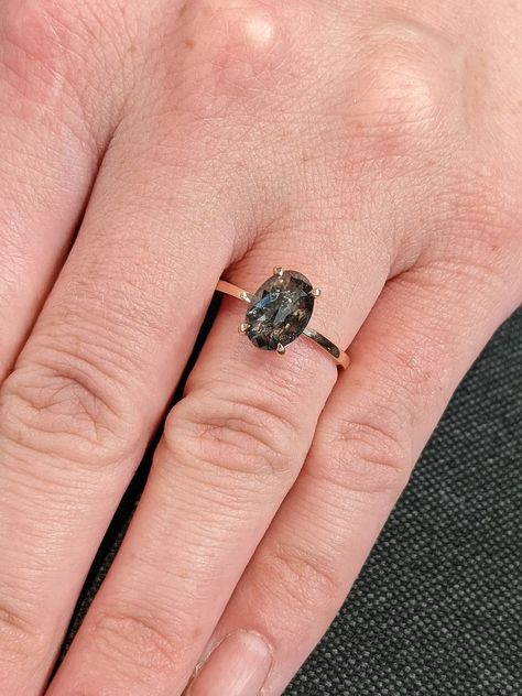 2ct Oval Salt and Pepper Galaxy Diamond Solitaire Proposal Ring 14K Rose Gold Talon Prong Minimalist Custom Gray Gemstone Bridal Jewelry - Etsy Israel Galaxy Diamond, Engagement Ring Types, Gray Gemstones, Pepper Diamond, Jewelry Images, Proposal Ring, Salt And Pepper Diamond, Bridal Sets, Diamond Solitaire