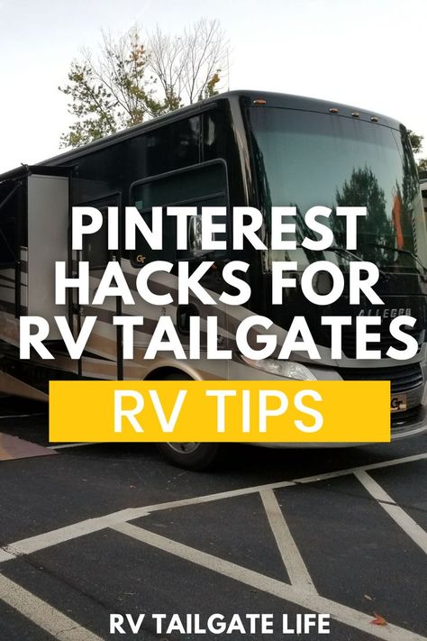 Motorhome at an RV Tailgate - Pinterest Hacks for RV Tailgates Parking Lot Party, Best Hacks, Pinterest Hacks, Rv Hacks, Helpful Hints, Rv, Take A, Look At