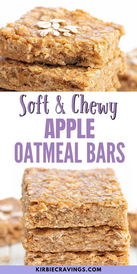 Soft & Chewy Apple Oatmeal Bars are just 3 ingredients and don’t require any flour, eggs, added sugar, butter or oil. They store well and can be eaten for breakfast, snack or dessert. It takes less than five minutes to prepare the oatmeal bars batter. The applesauce and peanut butter are first mixed together. The oats are then stirred in. The batter is then ready to go into a baking pan and bake. Applesauce Breakfast Bars, Chewy Oatmeal Breakfast Bars, Chewy Breakfast Bars, Soft Oatmeal Breakfast Bars, Baked Apple Oatmeal Bars, Oatmeal Snacks For Kids, Toddler Bars Healthy Snacks, Apple Oatmeal Breakfast Bars, Applesauce Oat Bars