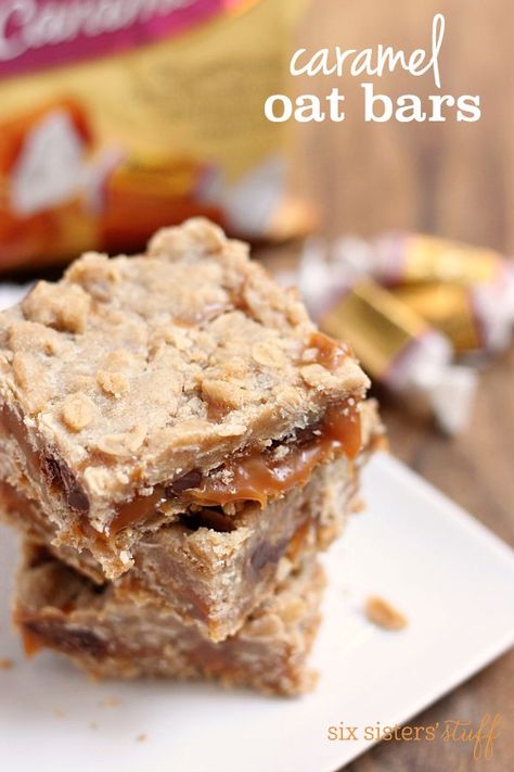 Caramel Oat Bars with Werther?s® Original® Caramels | Six Sisters' Stuff Desert Dips, Soft Caramels Recipe, Six Sisters Stuff, Caramel Bars, Chocolate Chip Cookie Bars, Soft Caramel, Caramel Cookies, Oat Bars, Caramel Recipes