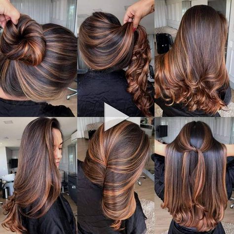 Hair color ideas Bayalage At Home, Balayage Hair At Home, How To Balayage, Balyage Long Hair, Hairstyles Trending, Essentials Aesthetic, Caramel Highlights, Beauty Diy, Summer Hair Color For Brunettes