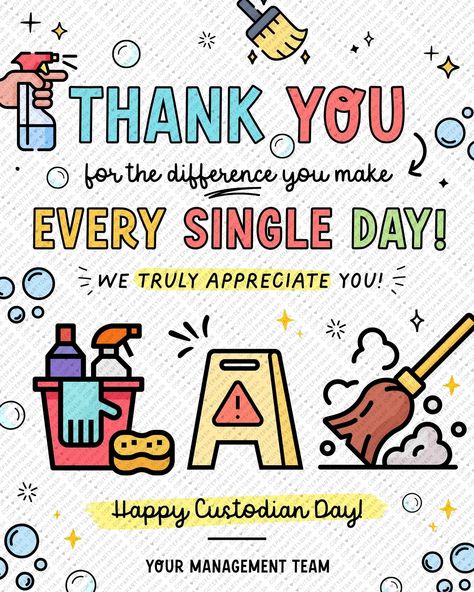 Custodian Day Sign Printable INSTANT DOWNLOAD Printable School Custodian Appreciation Day Gifts Idea, National Custodian Day Poster Decor - Etsy Appreciation Posters Staff, Gift Ideas For Custodians, Custodian Appreciation Free Printable, Custodian Gift Ideas, Custodial Appreciation Day, Happy Custodian Appreciation Day, Custodian Appreciation Ideas Posters, Custodian Day Gift Ideas, Custodians Appreciation Day