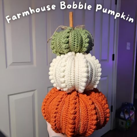 CROCHET PATTERN - Farmhouse Bobble Pumpkin Crochet Pattern, | Inspire Uplift Fall Rec, Pride Crochet, Knitted Pumpkins, Pumpkin Crochet Pattern, Crochet Blanket Stitch Pattern, Pumpkin Crochet, Crochet Pumpkins, Quick Crochet Projects, Gorgeous Crochet