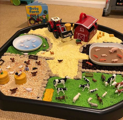 Tuff Tray Ideas Toddlers, Tuff Tray Ideas, Farm Animals Activities, Farm Theme Preschool, Baby Sensory Play, Eyfs Activities, Nursery Activities, Farm Activities, Tuff Tray