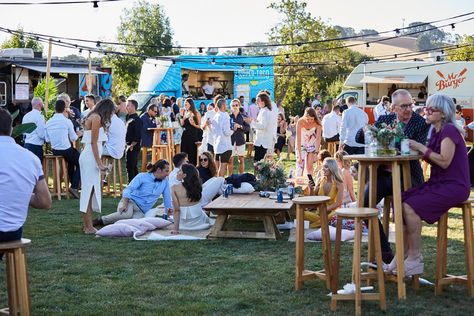 Outdoor Wedding Food Truck, Wedding With Food Truck Receptions, Festival Wedding Food Ideas, Festival Wedding Food, Good Truck Wedding Reception, Outdoor Festival Wedding, Wedding With Food Truck, Food Trucks Wedding Reception, Wedding Food Trucks Ideas