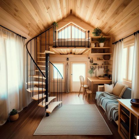 Living in a small house or apartment can be a real struggle when it comes to fitting all of your belongings into… Tiny Home Ideas, Small Cottage Designs, Brooklyn Navy Yard, Tiny House Interior Design, Tiny House Loft, Loft Bedroom, Traditional Cottage, Tiny House Floor Plans, Modern Tiny House