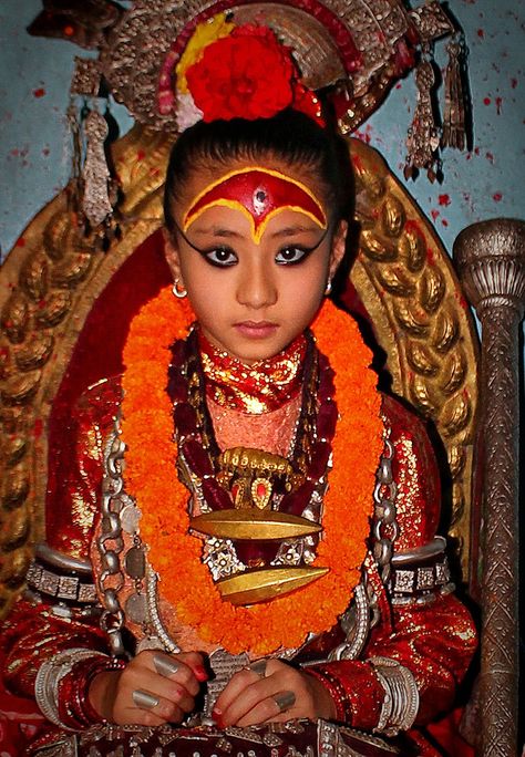 The Kumari Living Goddess Kumari Goddess, Nepali Culture, Nepal Photography, Nepal People, Ceremonial Dress, Nepal Culture, Adventure Tourism, Nepal Travel, Kids Around The World