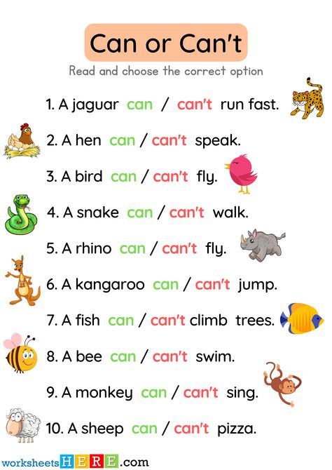 Can or Can't Exercises with Pictures and Answers Examples PDF Worksheet For Kids - WorksheetsHere.com Can Can’t Worksheet, I Can Worksheet For Kids, I Can I Can't Worksheet For Kids, English Worksheets For Kids Grade 2, Can And Can't Worksheet, English Exercises For Kids, Can Worksheet, Worksheets For Kids English, Verbs For Kids