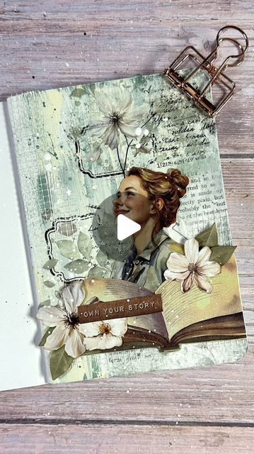 Vicky Papaioannou on Instagram: "Here is my new art journal page using fun mixed media techniques STEP BY STEP: 💠 combine rice paper and acrylics for you background 💠 add rub-ons to make your background more interesting 💠 add pieces of drywall tape for subtle texture 💠 use ephemera and paper cutouts to create your cluster 💠 stick a quote 💠 finish off with splatters SUPPLIES: 💬 Ready to create your own? Leave a comment with the keyword ‘supplies’ and check your messages for the link to the full list of materials!  Featuring my new @stamperia scrapbooking collection “Secret Diary”. #artjournal #minijournal #journaling  #creativejournal #journalcommunity #scrapbooking #mixedmedia" Vicky Papaioannou, Drywall Tape, Mini Art Journal, Sticker Journal, Paper Cutouts, Secret Diary, Mixed Media Techniques, Glue Book, Mini Journal