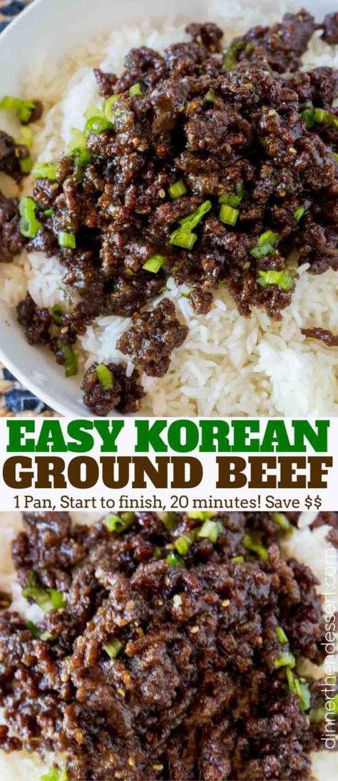 Koreansk Mad, Korean Ground Beef, Easy Hamburger, Spicy Korean, Korean Beef, Hamburger Meat, Ground Beef Recipes For Dinner, Beef Recipe, Dinner Easy