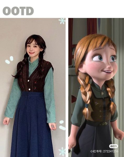 Movie Inspired Outfits Disney, Everyday Cosplay Outfits, Movie Character Outfit Ideas, Cartoon Outfits Ideas, Casual Cosplay Anime, Ghibli Inspired Outfits, Halloween Costumes Characters, Diy Cosplay Costumes, Frozen Inspired Outfits