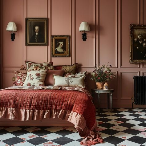 Maroon And Pink Room, Pink And Burgundy Bedroom, Romantic Pink Bedroom, Pink Red Bedroom, Pink And Red Room, Chalet Bedroom, Burgundy Bedroom, La Apartment, Victorian Bedroom