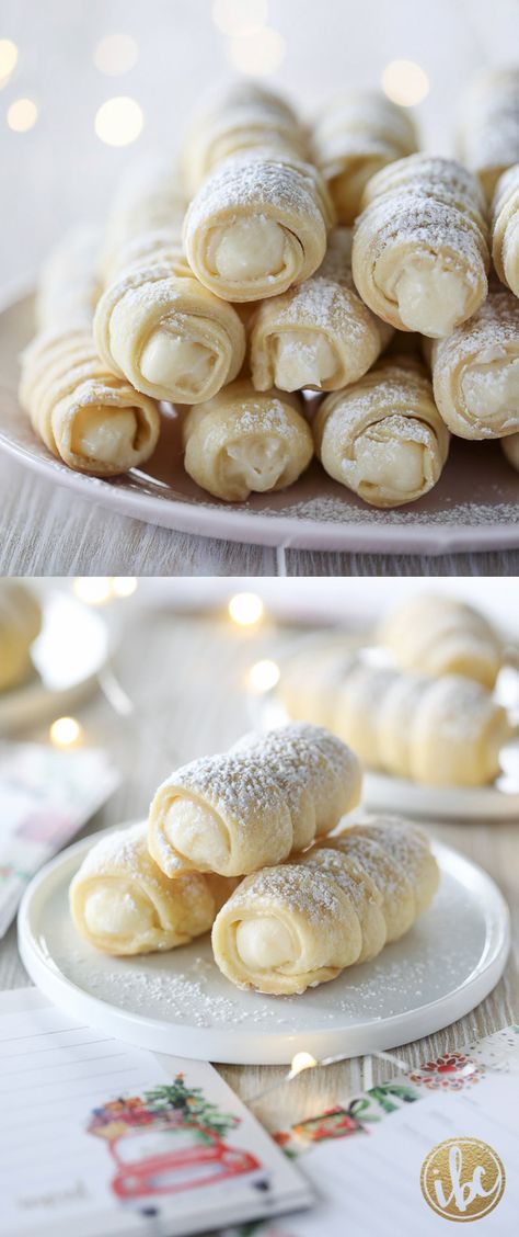 Cream Horn Cookies (Also know as Lady Locks) #christmas #cookies #recipe #holidaybaking Horn Cookies, Lady Locks, Christmas Cookies Recipe, Cream Horn, Cream Horns, Cookie Snack, Holiday Dessert, Puff Pastry Recipes, Best Cookie Recipes