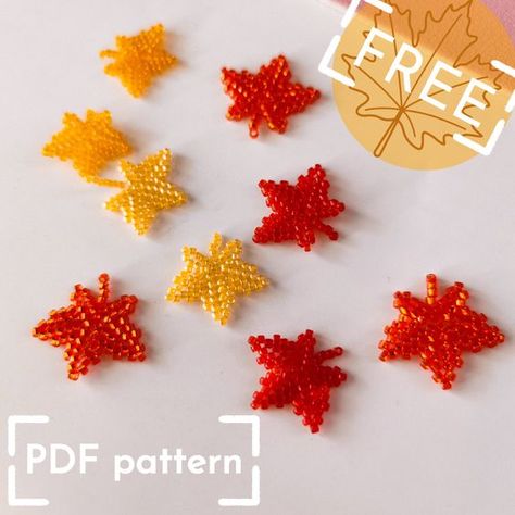 Inst: pravandrbeads Seed Bead Figures, Beaded Leaf Pattern, Bead Leaf Pattern, Bead Weaving Patterns Free, Seed Bead Art, Beaded Jewelry Pattern, Seed Bead Crafts, Felt Beads, Seed Bead Pattern