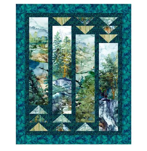 Border Print Quilts, Northcott Panel Quilts, Applique Quilt Borders Ideas, Borders For Panel Quilts, Panel Quilt Patterns Layout Design, Panel Quilts Ideas Layout Large Prints, Elk Quilt, Manly Quilts, Qov Quilts