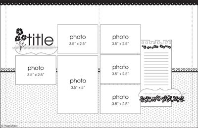 MSC~25DaySketchExtravaganzaDAY14 - Scrapbook.com Map Sketch, Photo Layout, Page Maps, Picture Layouts, Simple Scrapbook, Scrapbook Layout Sketches, 12x12 Scrapbook, Scrapbook Templates, Photo Layouts