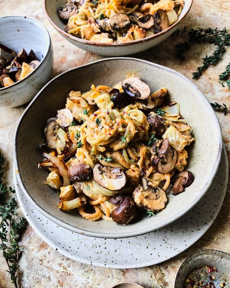 Celeriac Celeriac Recipes, Roast Celeriac, Mushroom Carbonara, Seasonal Vegan Recipes, Roast Garlic, Barley Risotto, Roasted Onions, Garlic Mushrooms, Savory Vegan