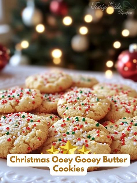 Christmas Ooey Gooey Butter Cookies, Ooey Gooey Butter Cookies, Gooey Butter Cookies, Gooey Butter, Writing Thank You Cards, Vanilla Cake Mixes, Ooey Gooey, C Is For Cookie, Xmas Cookies