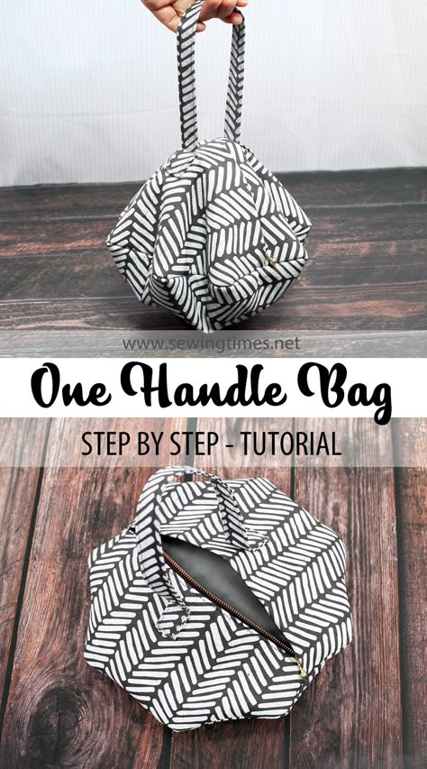 One Handle Bag Pattern, Fabric Pouches Diy, Bag Handles Ideas, Purse Shapes, Diy Handbag Patterns, One Handle Bag, Diy Bags Jeans, Bag Sewing Tutorial, Diy Lace Ribbon Flowers