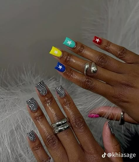 Overlay Nail Designs, Plain Acrylic Nails, Mix Match Nails, Short Nail Inspo, Pattern Nails, Natural Nails Manicure, Nails Feet, Gel Toe Nails, Nails Coffin Short