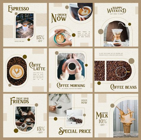 Coffee Shop Instagram Post Templates AI Coffee Posting Ideas, Instagram Ad Post Design, Instagram Coffee Post Ideas, Coffee Shop Instagram Post, Coffee Shop Social Media Posts, Instagram Shop Ideas, Coffee Social Media Post, Coffee Layout, Coffee Instagram Post