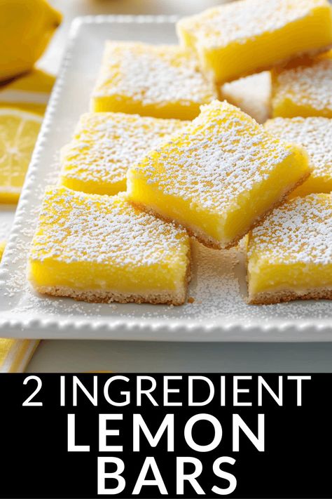 These 2 Ingredient Lemon Bars are perfect if you are craving something sweet, tangy, and oh-so-satisfying. Salads Recipes Healthy, Health Recipes Easy, Easy Lemon Bars, Lemon Bars Easy, Recipes Salads, Lemon Bar, Lunch Meat Recipes, Lemon Bars Recipe, Easy Meals For Two