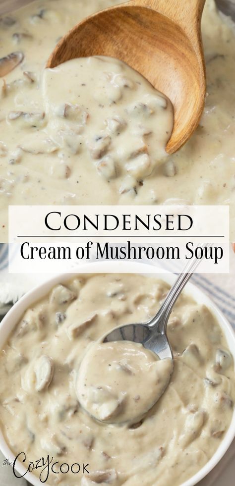 Homemade Condensed Cream Of Mushroom Soup, Condensed Cream Of Mushroom Soup Recipes, Home Made Mushroom Soup, Home Made Cream Of Mushroom, Mushroom Soup Gravy Recipe, Homemade Condensed Cream Of Mushroom, Cream Of Mushroom Soup Recipes, Campbells Mushroom Soup, Burger Meals